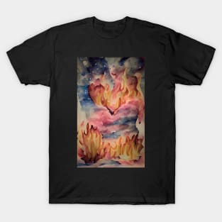 Celestial Hearts Aflame Art T-Shirt